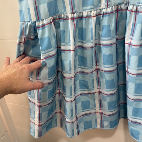 TUCKERNUCK Westport Trellis Sleeveless Hayes Shirt Dress Blue Plaid Size Large - Picture 8 of 15